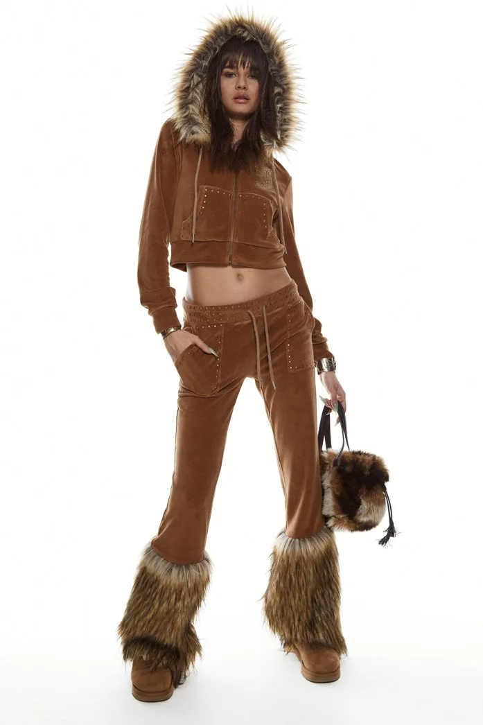 Tia Faux Fur Track Pants