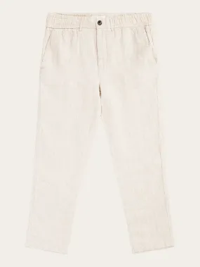 TIM tapered herringbone linen elastic waist string pants - GOTS/Vegan - Light feather gray