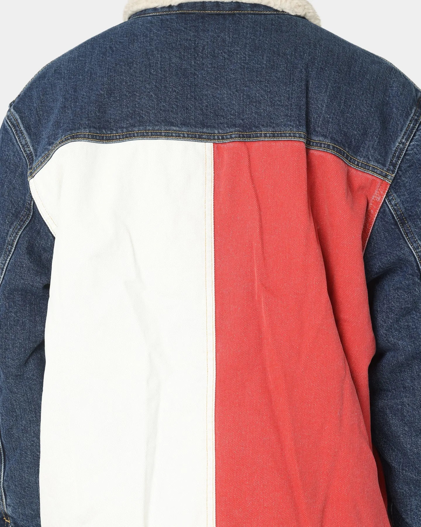 Tommy Jeans Colour-Blocked Oversized Sherpa  Denim Jacket Dark Denim