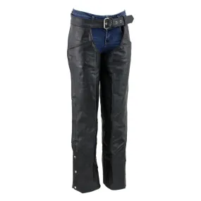 Unisex XS462 Tall-Size Black Thermal Lined Leather Motorcycle Chaps