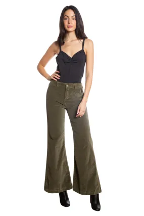 Velveteen Flare leg pants in Olive