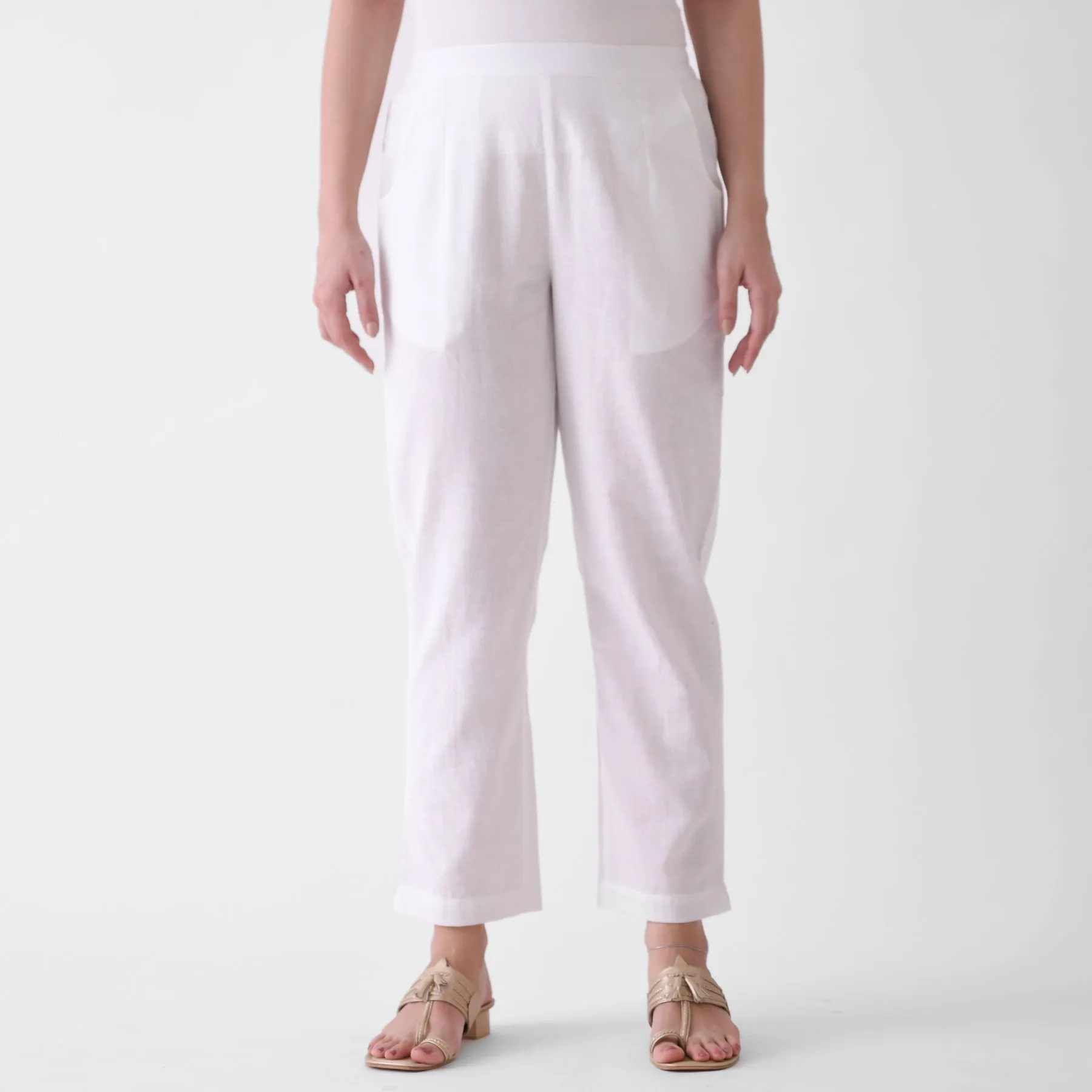 White Cotton AMPM Pants