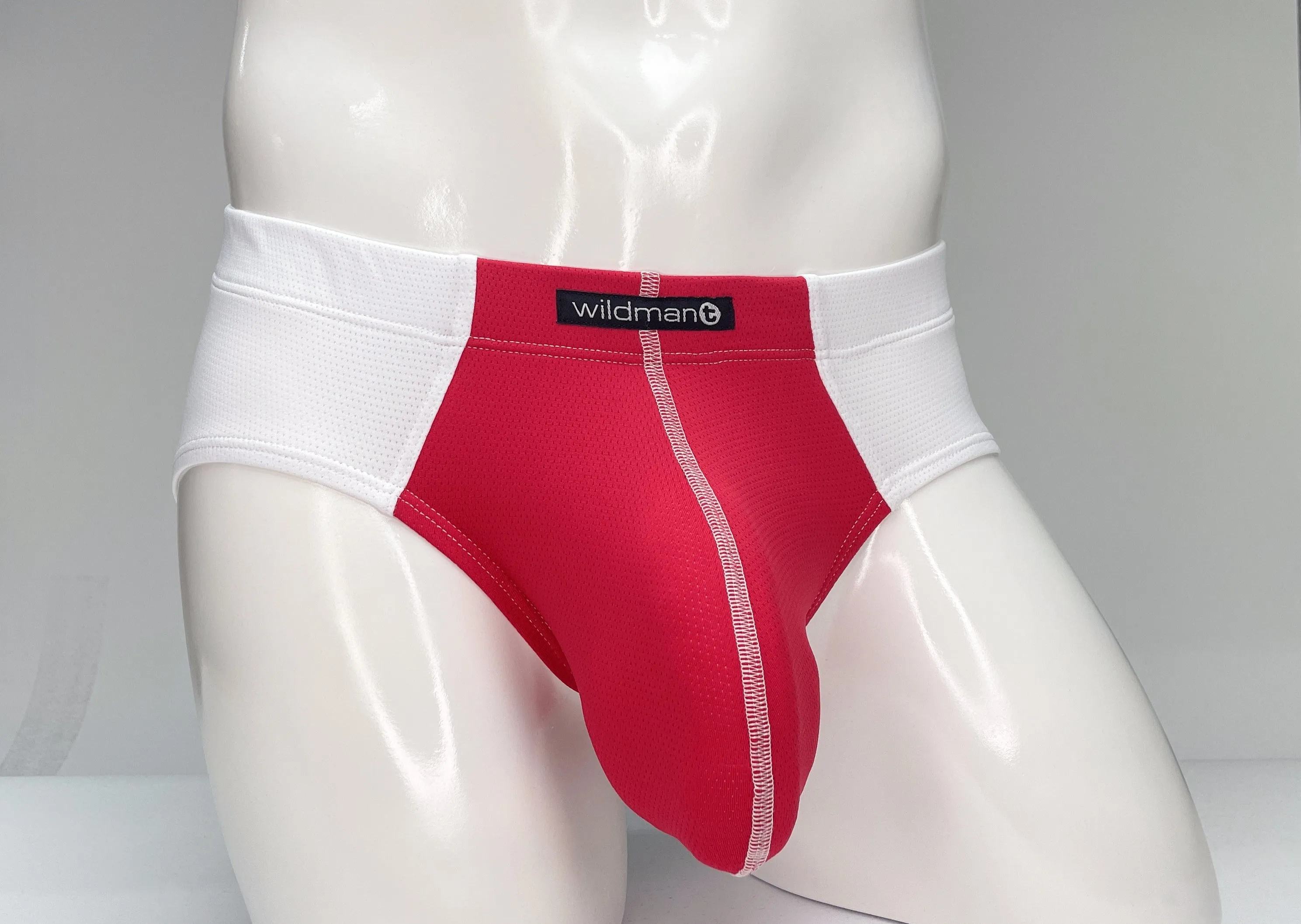 WildmanT Mesh Brief White and Red