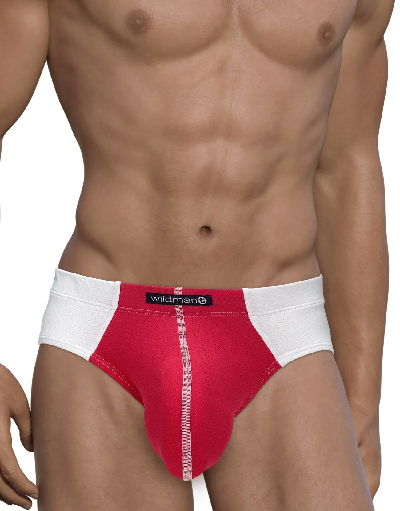 WildmanT Mesh Brief White and Red