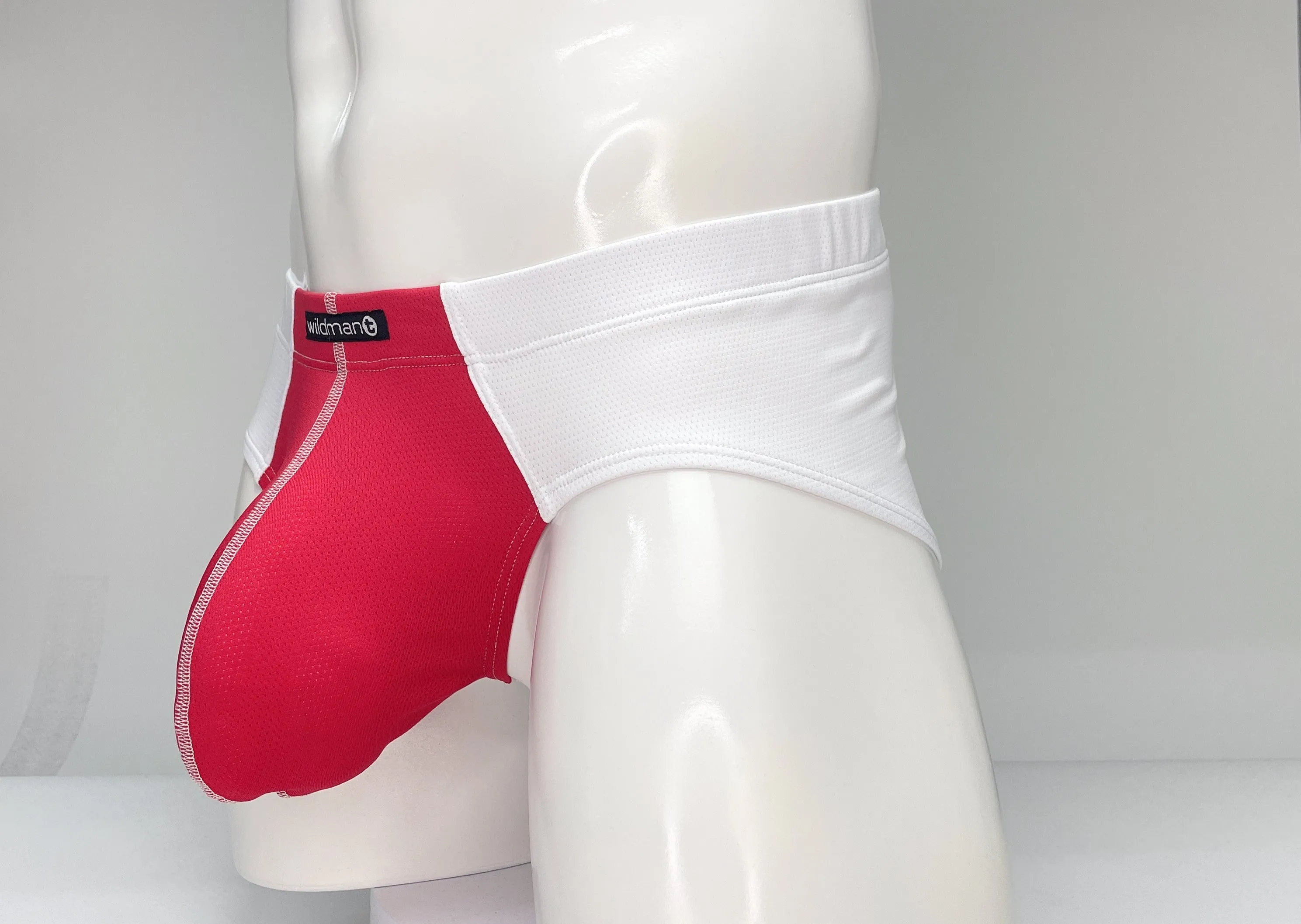 WildmanT Mesh Brief White and Red