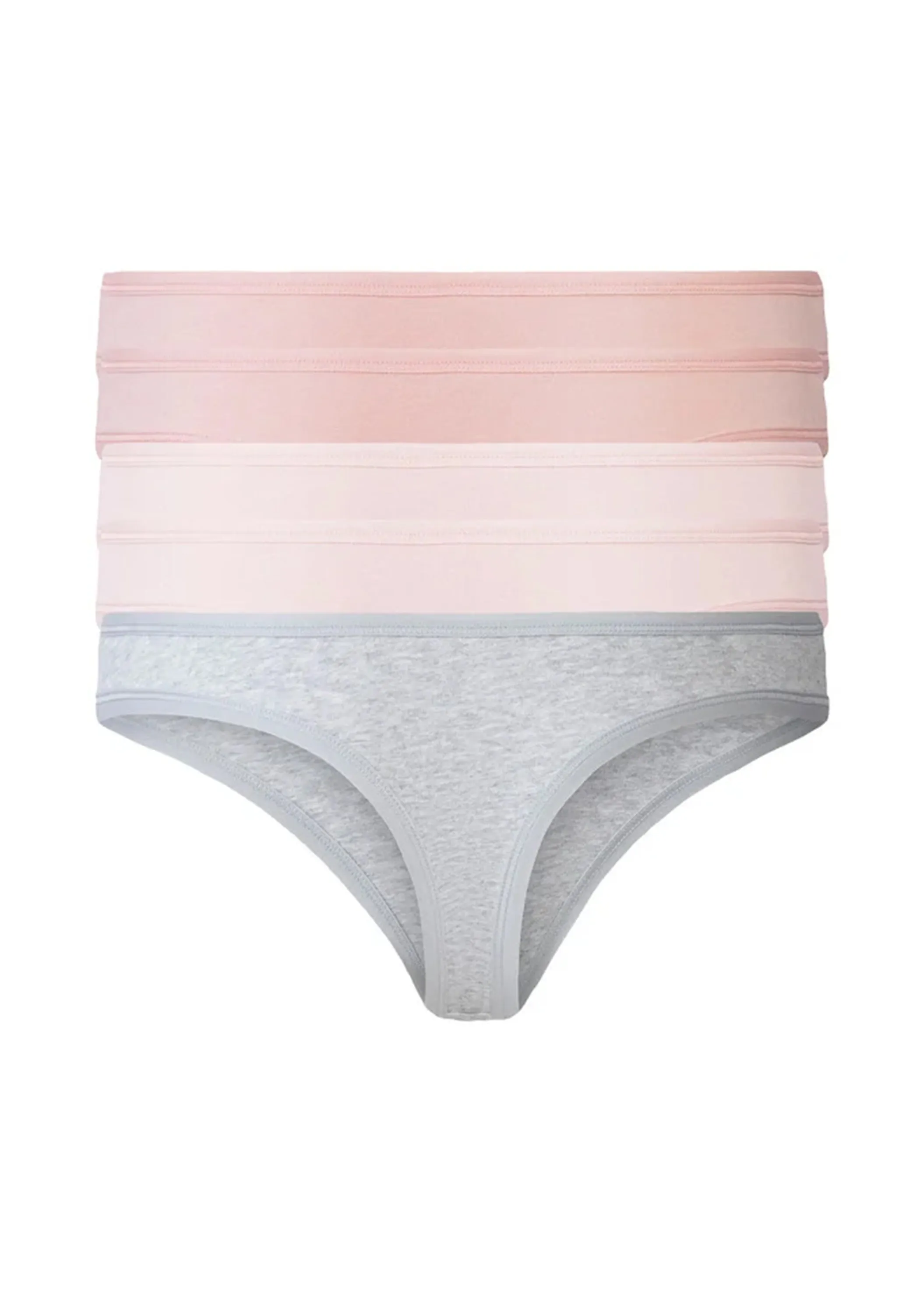 Women's 5 Pcs Plain Panties Set,Pink/Grey