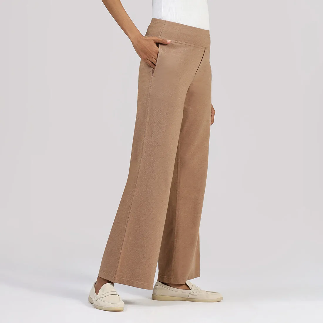 Work-To-Wine Twill Wide Leg Flare Pants