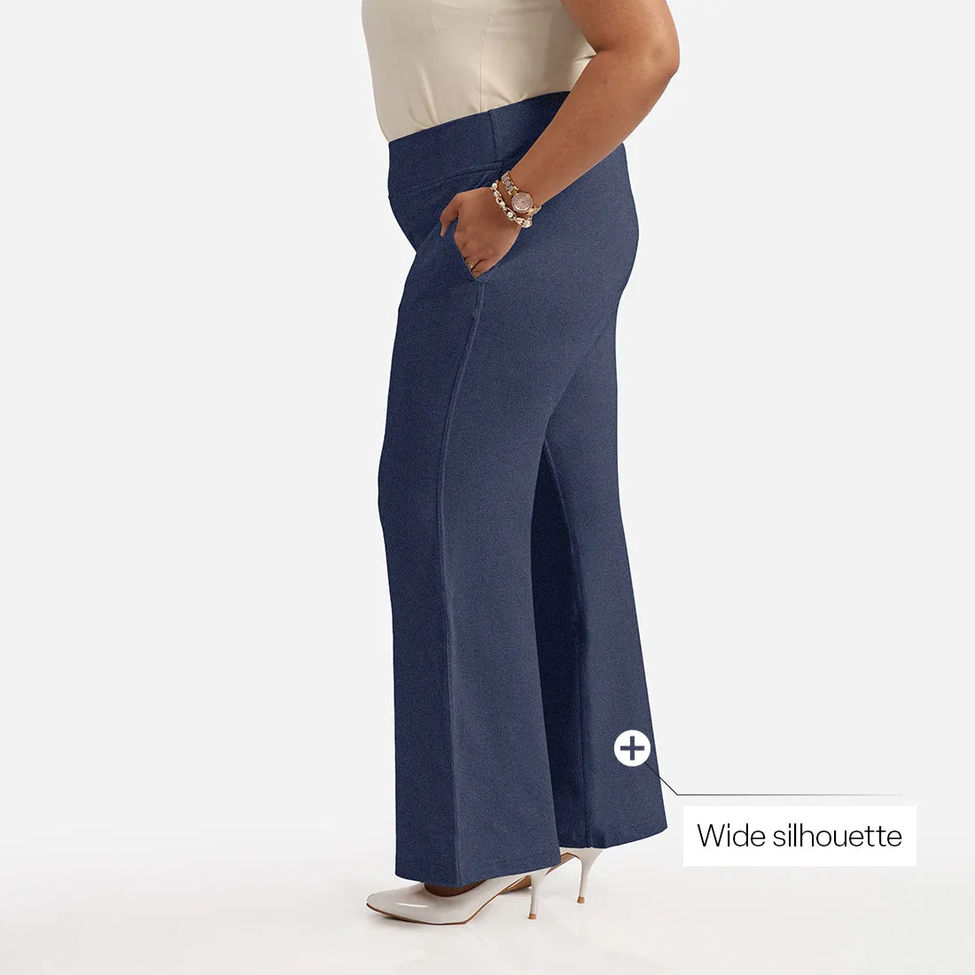 Work-To-Wine Twill Wide Leg Flare Pants