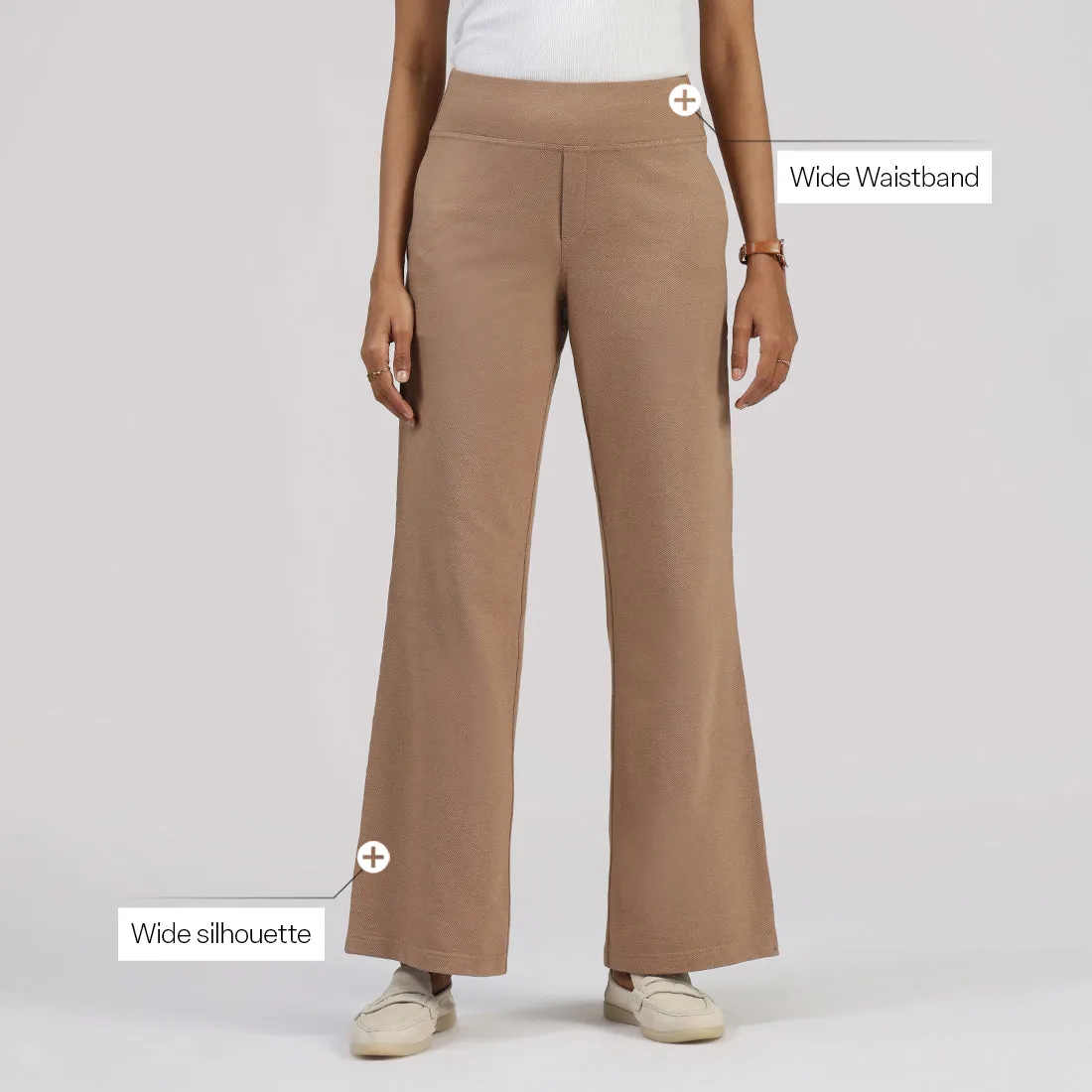 Work-To-Wine Twill Wide Leg Flare Pants