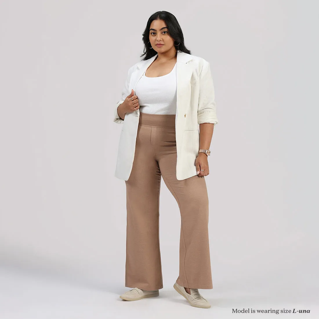 Work-To-Wine Twill Wide Leg Flare Pants