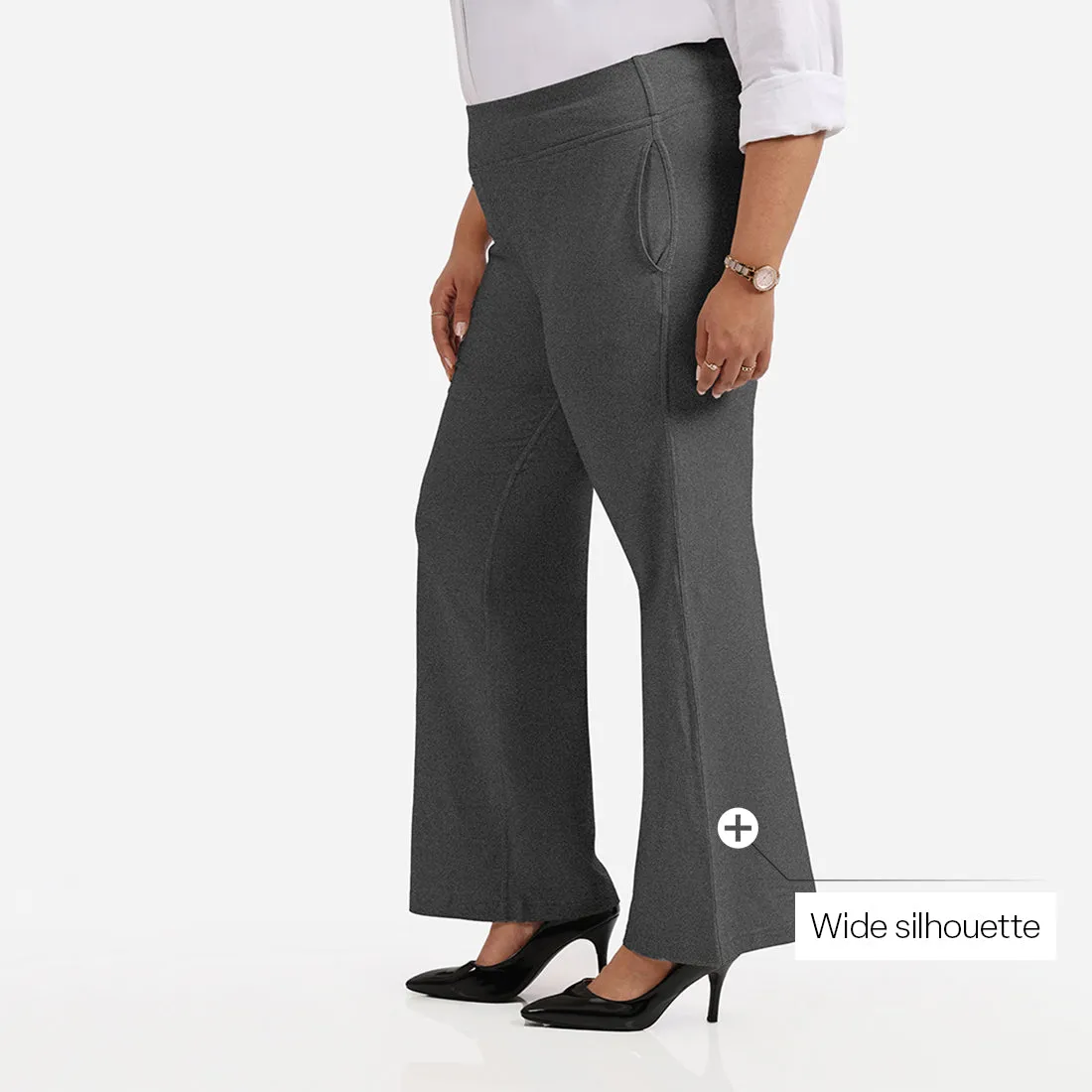 Work-To-Wine Twill Wide Leg Flare Pants