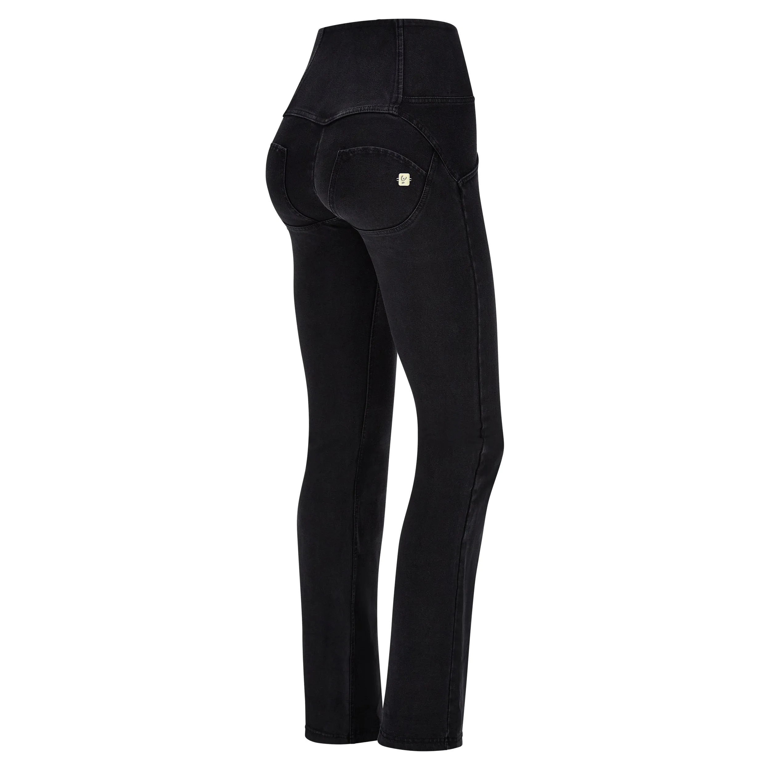 (WRUP11BHC002ORG-J7N)  Zwarte WR.UP® Flared Jeans met een Hoge Taille en Knoopsluiting