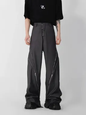 Zipper Slit Slightly Flared Pants